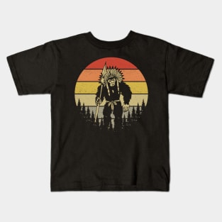 Bigfoot Native American Headdress Kids T-Shirt